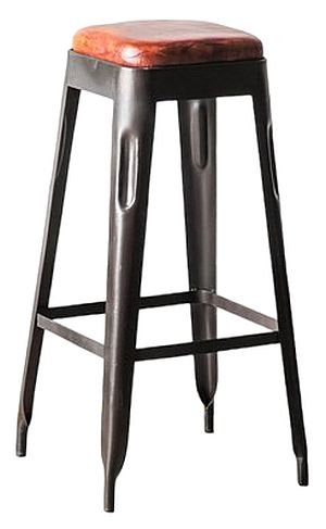 Industry Brown Vintage Leather Round Barstool Sold In Pairs