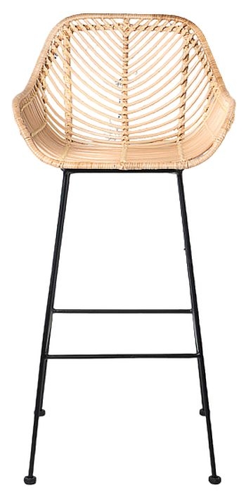 Muro Natural Rattan And Black Barstool Sold In Pairs