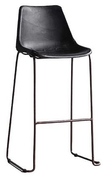 Vintage Black Leather And Rust Barstool Sold In Pairs