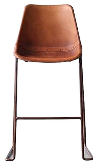 Vintage Brown Leather And Rust Barstool Sold In Pairs