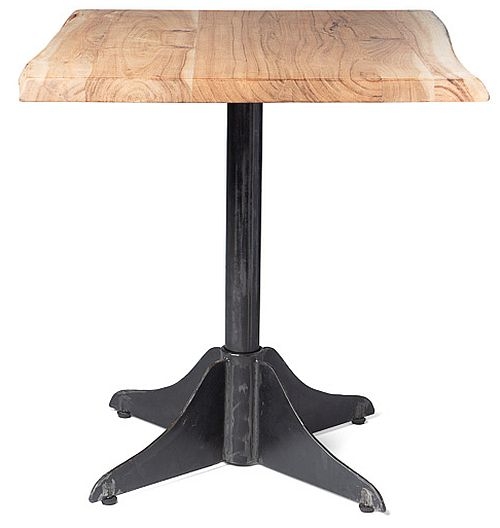 Cafe Live Edge Acacia Wood And Black Square Bistro Table
