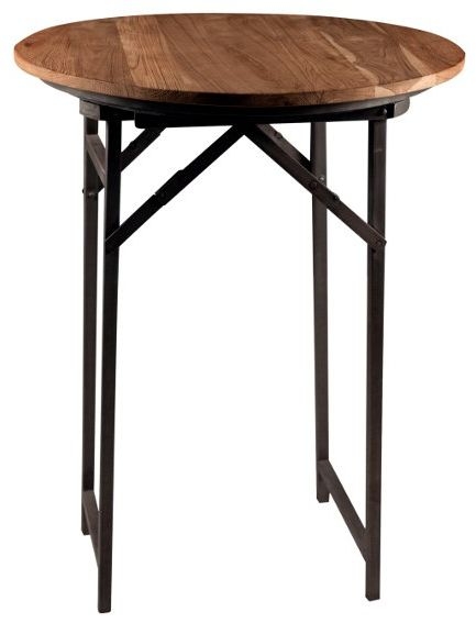 Lign Teak Wood And Grey Round Bar Table