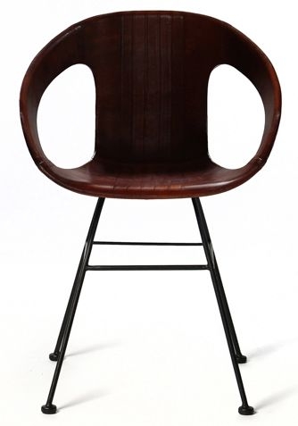 Atelier Vintage Dark Brown Leather And Black Dining Chair Set Of 4