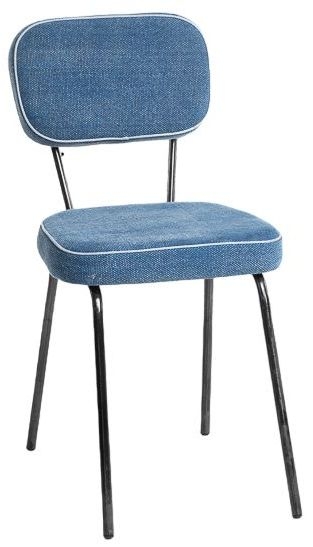 Girly Blue Fabric And Black Dining Chair Set Of 4