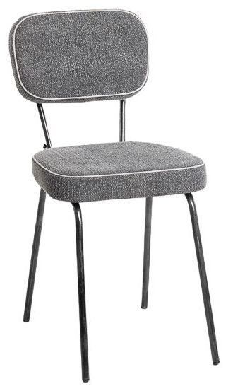Girly Grey Fabric And Black Dining Chair Set Of 4