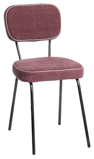 Girly Wine Fabric And Black Dining Chair Set Of 4