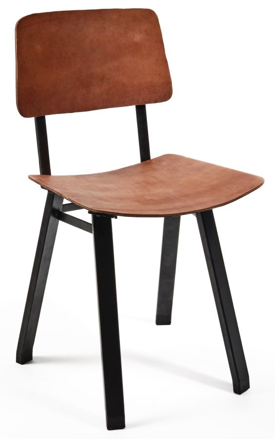 Loft Brown Leather And Black Dining Chair Sold In Pairs