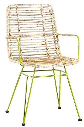 Miconian Natural Rattan And Yellow Dining Armchair Sold In Pairs