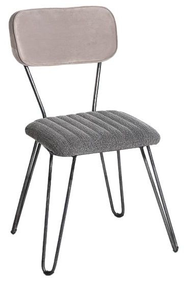 Mix Grey Fabric And Black Dining Chair Set Of 4