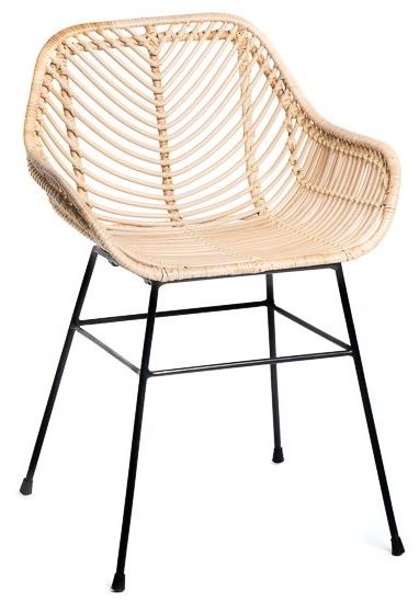 Muro Rattan And Black Dining Armchair Set Of 4