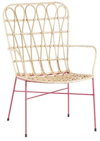 Romantica Natural Rattan And Pink Dining Armchair Sold In Pairs