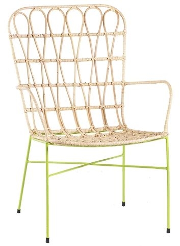 Romantica Natural Rattan And Yellow Dining Armchair Sold In Pairs