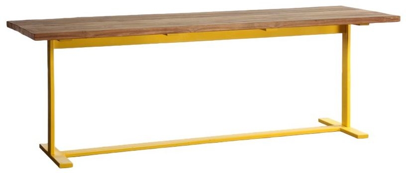 Andaz Natural Teak Dining Table With Yellow Legs