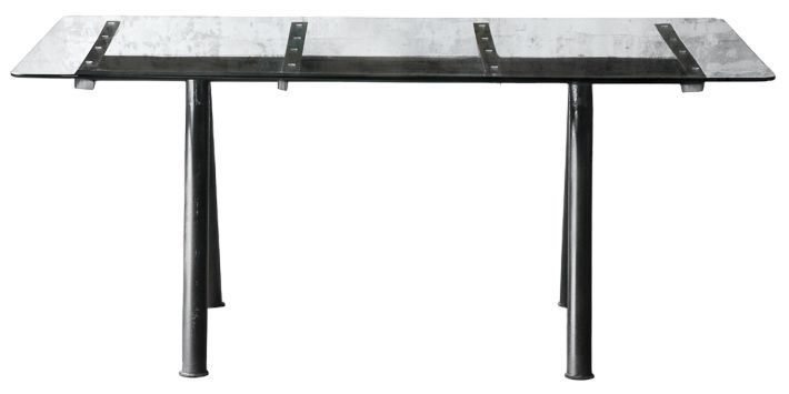 Home Glass Top 170cm Dining Table With Black A Leg