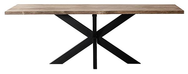 Slab Natural Teak 220cm Dining Table With Black Spider Legs