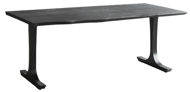 Wave Black 180cm Dining Table With Dark Grey Legs