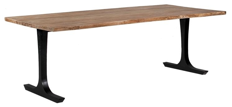 Wave Natural Teak Dining Table With Dark Grey Legs