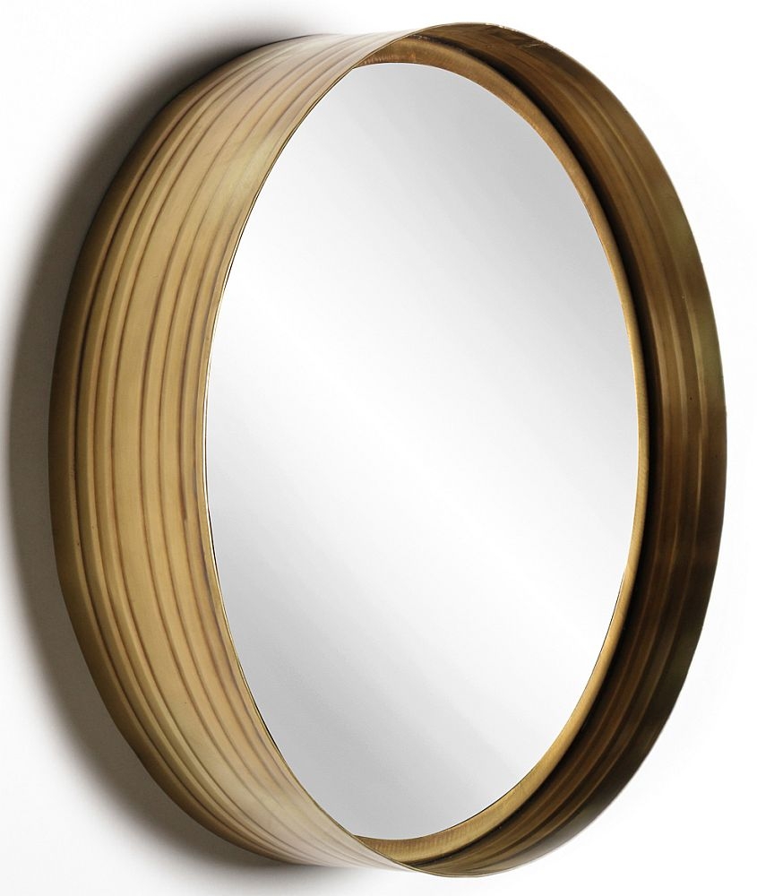 Barrel Gold Iron Round Wall Mirror 41cm X 40cm