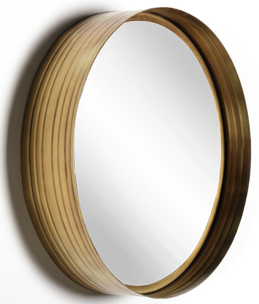 Barrel Gold Iron Round Wall Mirror 51cm X 51cm