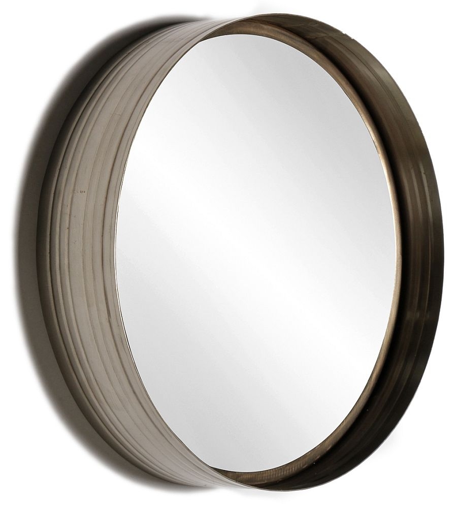 Barrel Nickel Round Wall Mirror 41cm X 41cm