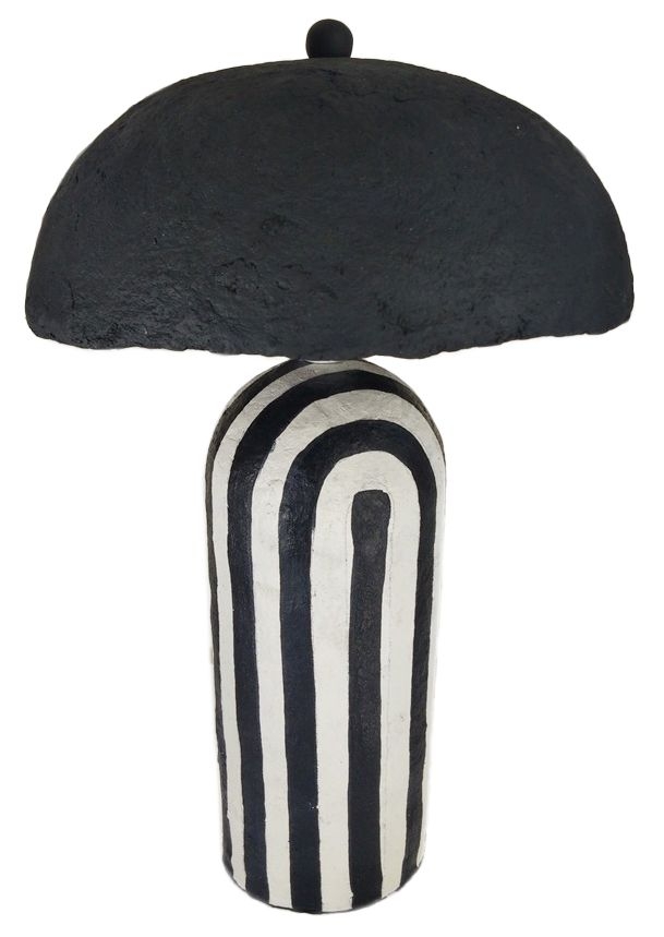 Sifnos Black And White Paper Mache Table Lamp
