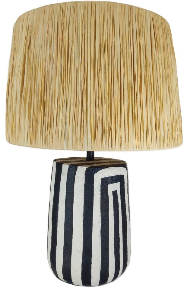 Sifnos Raffia And Paper Mache Table Lamp