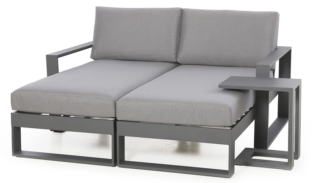 Maze Amalfi Grey Double Sunlounger With Side Table