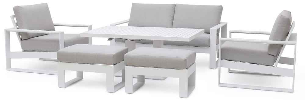 Maze Amalfi White 2 Seat Sofa Set With Rising Table