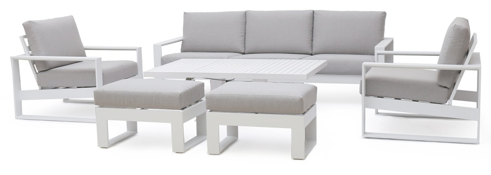 Maze Amalfi White 3 Seat Sofa Set With Rising Table