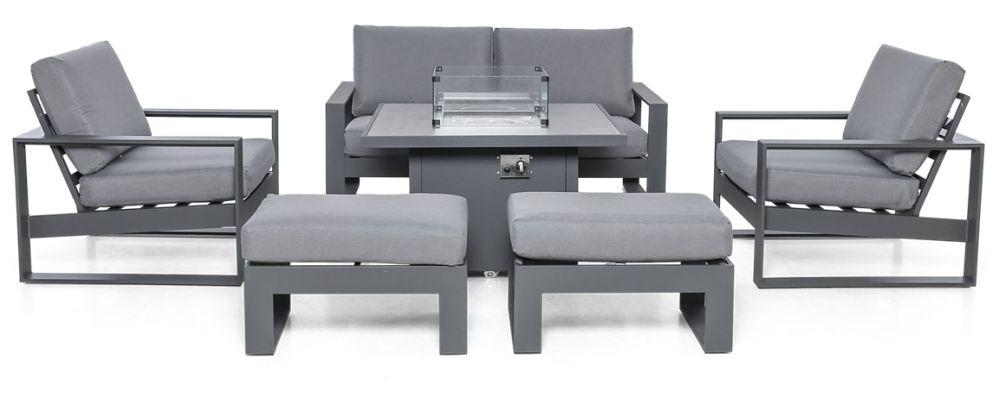 Maze Amalfi Grey 2 Seat Sofa Dining Set With Fire Pit Table