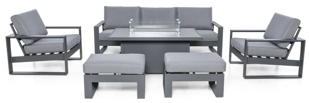 Maze Amalfi Grey 3 Seat Sofa Dining Set With Fire Pit Table