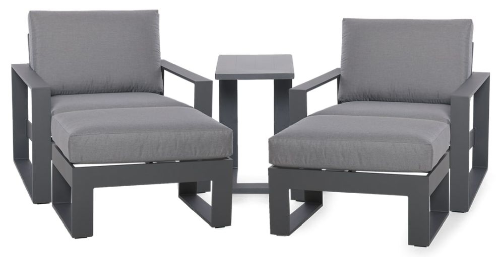 Maze Amalfi Grey 5 Piece Lounge Set With Side Table And Footstools