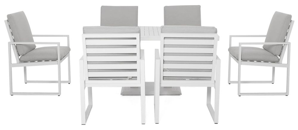 Maze Amalfi White 6 Seat Rectangular Dining Set With Gas Lift Rising Table