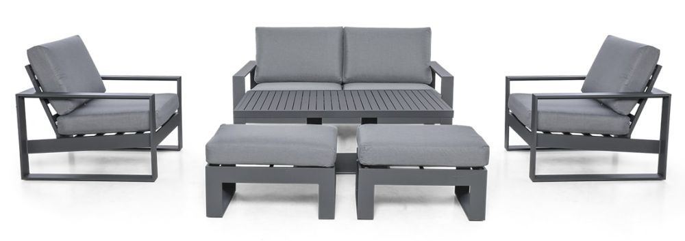 Maze Amalfi Grey 2 Seat Sofa Set With Gas Lift Rising Table