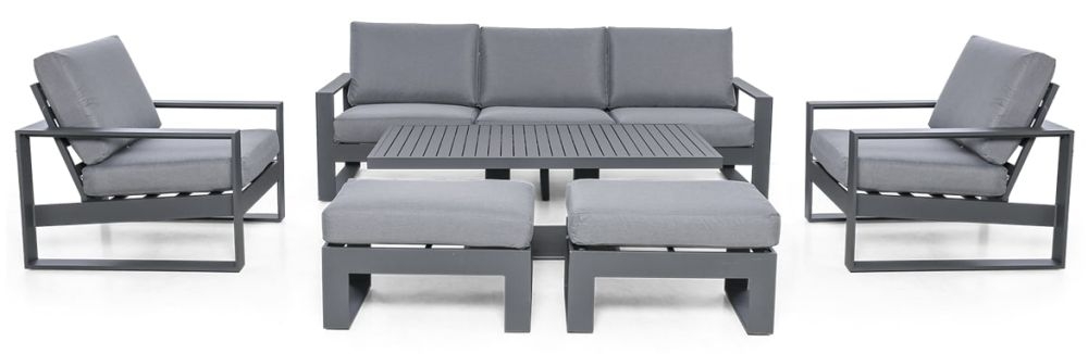 Maze Amalfi Grey 3 Seat Sofa Set With Gas Lift Rising Table