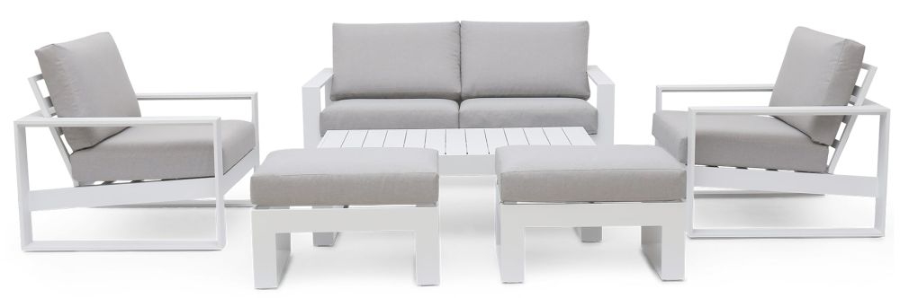 Maze Amalfi White 2 Seat Sofa Set With Gas Lift Rising Table