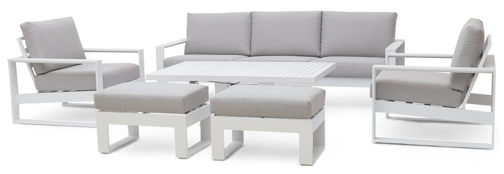 Maze Amalfi White 3 Seat Sofa Set With Gas Lift Rising Table