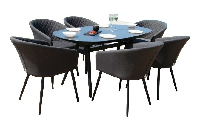 Maze Lounge Outdoor Ambition Charcoal Fabric 6 Seat Oval Dining Set