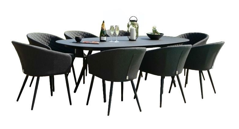 Maze Lounge Outdoor Ambition Charcoal Fabric 8 Seat Oval Dining Set