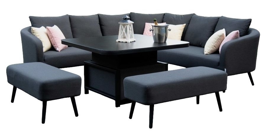 Maze Lounge Outdoor Ambition Charcoal Fabric Square Corner Dining Set With Rising Table