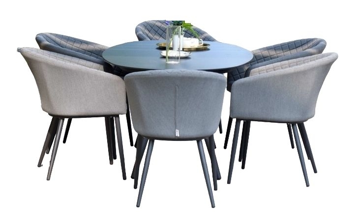 Maze Lounge Outdoor Ambition Flanelle Fabric 6 Seat Oval Dining Set