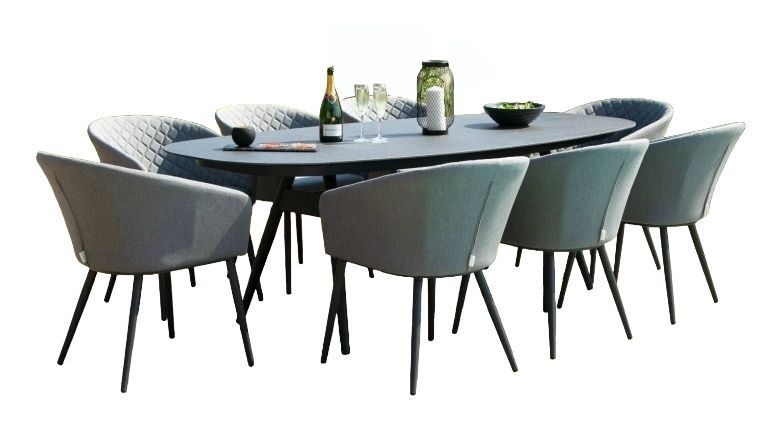 Maze Lounge Outdoor Ambition Flanelle Fabric 8 Seat Oval Dining Set