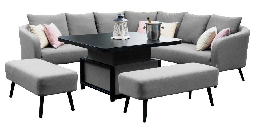Maze Lounge Outdoor Ambition Flanelle Fabric Square Corner Dining Set With Rising Table