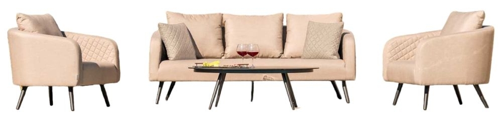 Maze Lounge Outdoor Ambition Taupe Fabric 3 Seat Sofa Set
