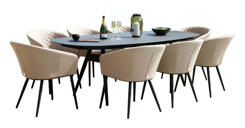Maze Lounge Outdoor Ambition Taupe Fabric 8 Seat Oval Dining Set