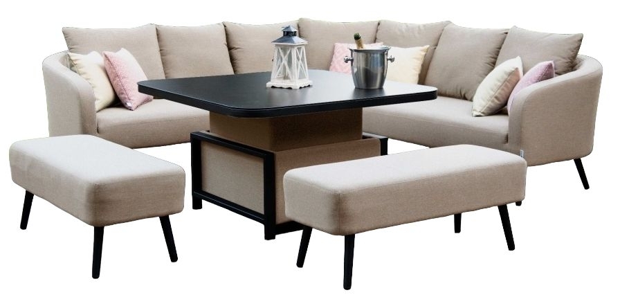 Maze Lounge Outdoor Ambition Taupe Fabric Square Corner Dining Set With Rising Table