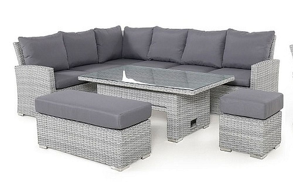 Maze Ascot Rectangular Rattan Corner Dining Set With Rising Table And Weatherproof Cushions