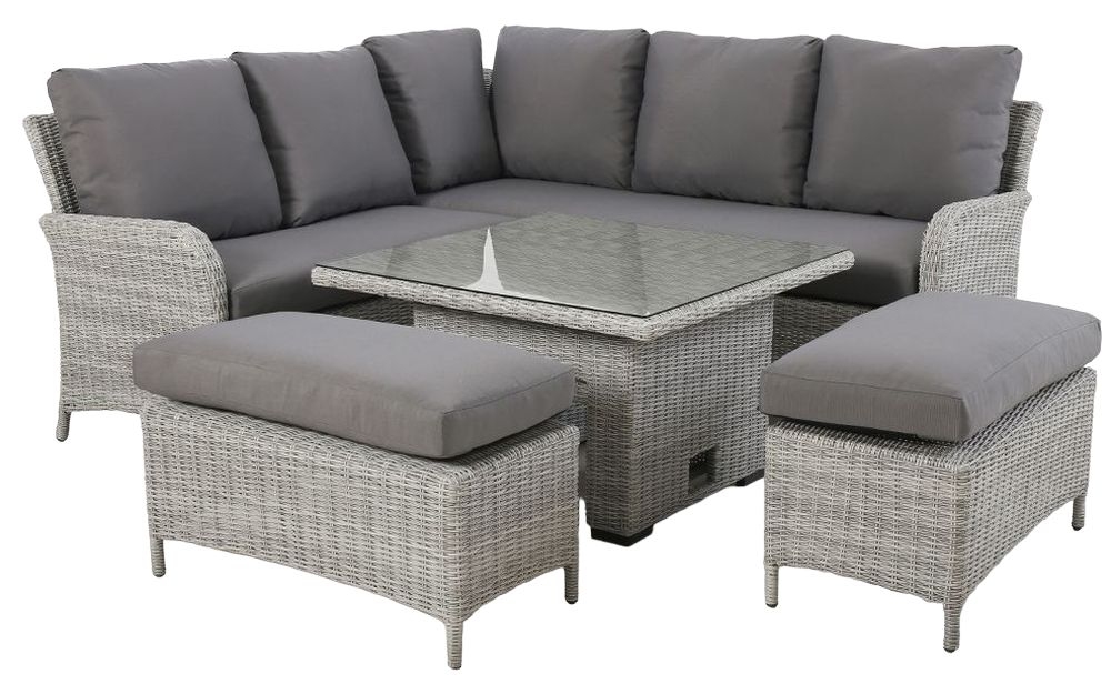 Maze Ascot Square Rattan Corner Dining Set With Rising Table And Weatherproof Cushions