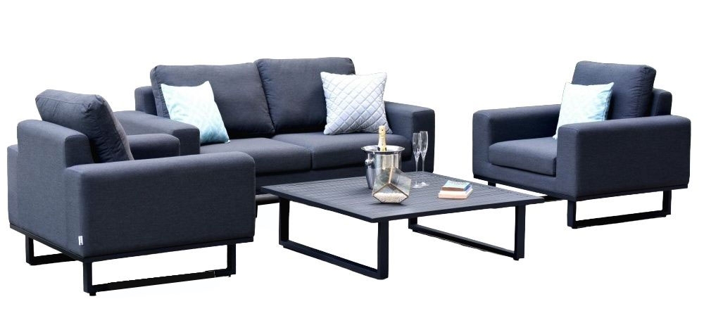 Maze Lounge Outdoor Ethos Charcoal Fabric 2 Seat Sofa Set With Coffee Table