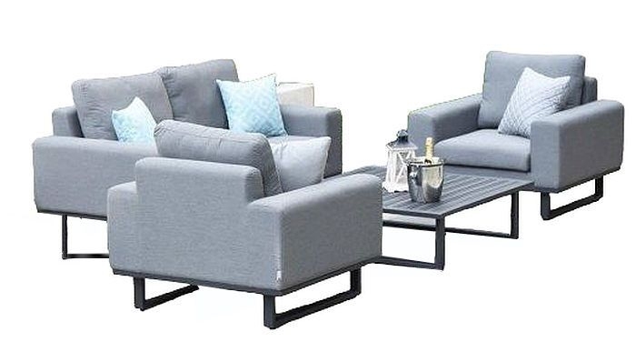 Maze Lounge Outdoor Ethos Flanelle Fabric 2 Seat Sofa Set With Coffee Table
